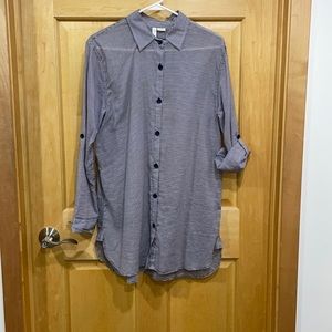 Anne Cole Signature stripe button down long sleeve